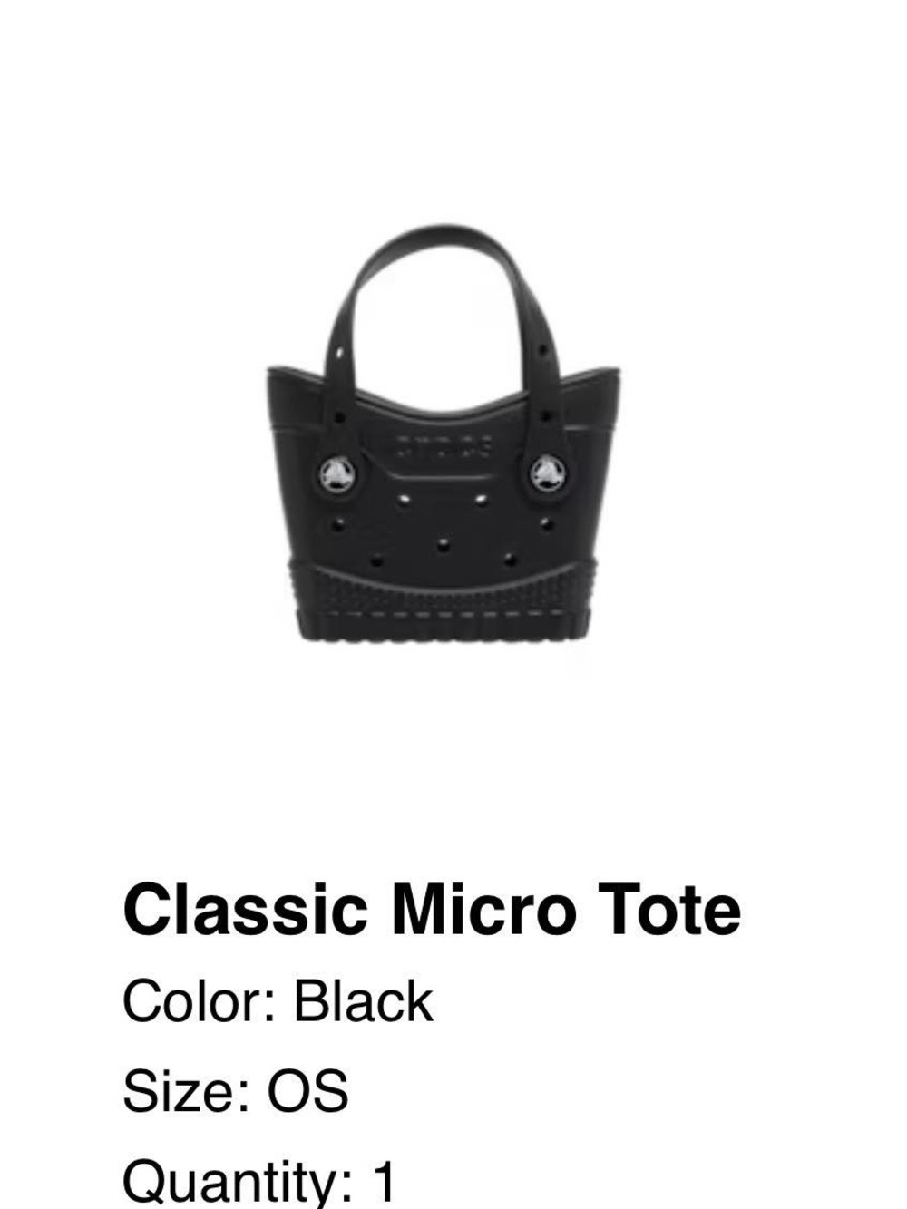 CROCS Black Classic Micro Tote